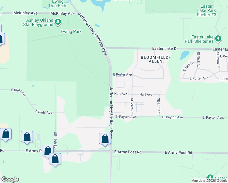 map of restaurants, bars, coffee shops, grocery stores, and more near 2201 Hart Avenue in Des Moines