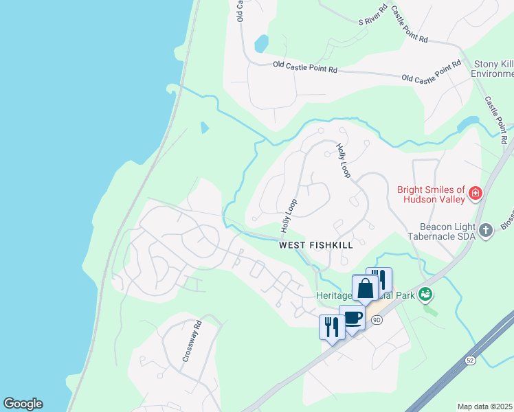 map of restaurants, bars, coffee shops, grocery stores, and more near 4107 Ridgecrest Drive in Wappingers Falls