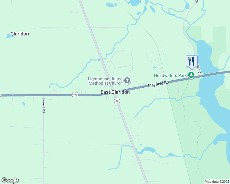 map of restaurants, bars, coffee shops, grocery stores, and more near in East Claridon