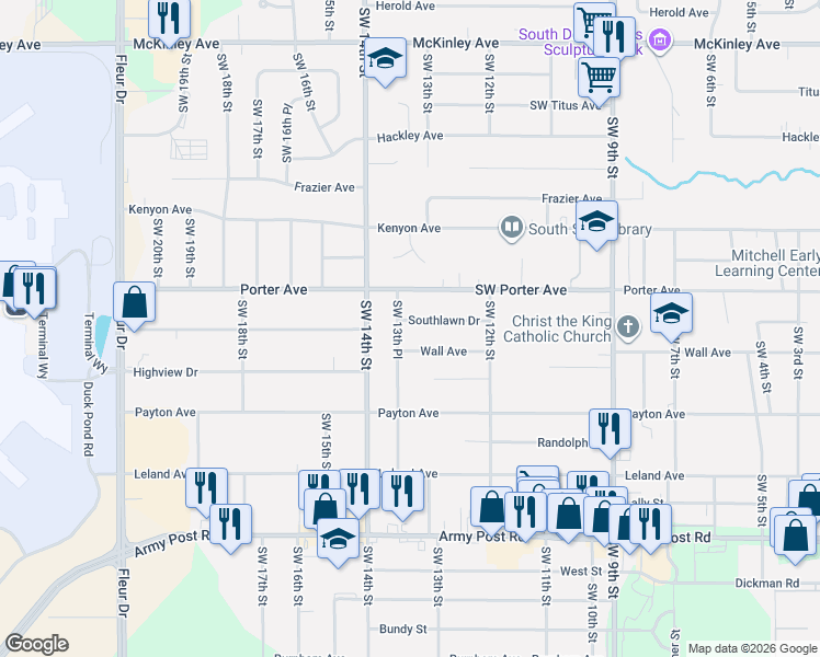map of restaurants, bars, coffee shops, grocery stores, and more near 1221 Wall Avenue in Des Moines