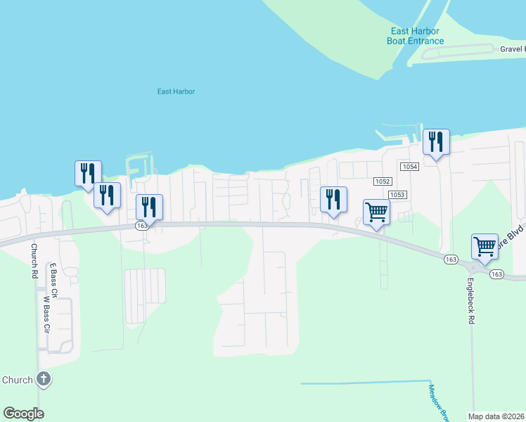 map of restaurants, bars, coffee shops, grocery stores, and more near 7356 East Harbor Road in Lakeside Marblehead