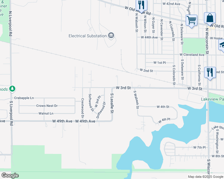 map of restaurants, bars, coffee shops, grocery stores, and more near 219 South Lasalle Street in Hobart