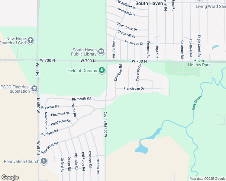 map of restaurants, bars, coffee shops, grocery stores, and more near 672 Dearborn Road in Valparaiso