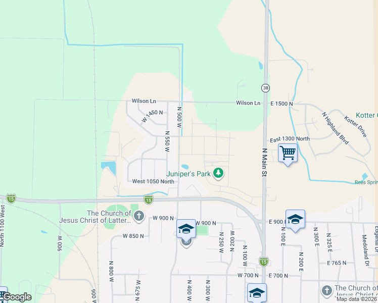 map of restaurants, bars, coffee shops, grocery stores, and more near 1253 North 450 West in Perry