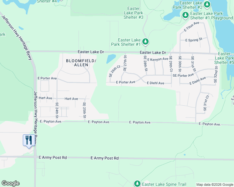 map of restaurants, bars, coffee shops, grocery stores, and more near 5505 Southeast 27th Street in Des Moines