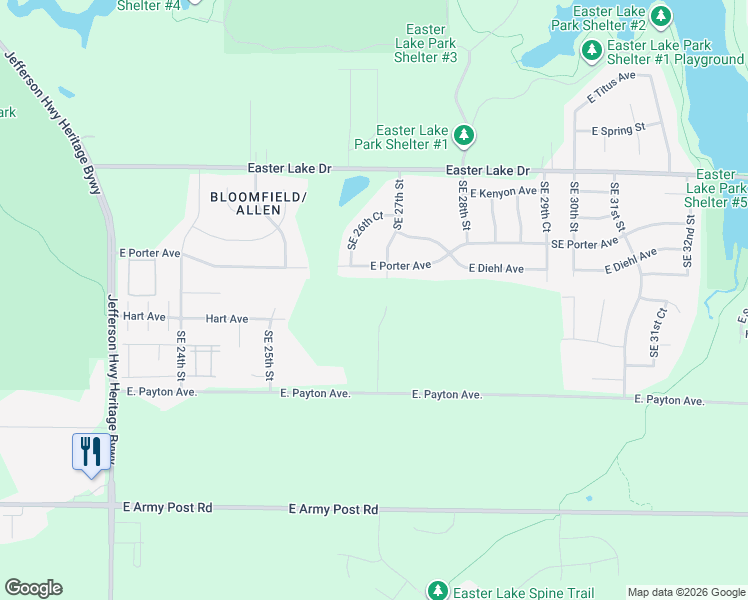 map of restaurants, bars, coffee shops, grocery stores, and more near 5505 Southeast 27th Street in Des Moines
