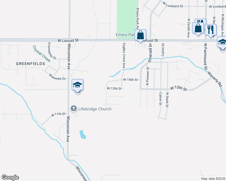 map of restaurants, bars, coffee shops, grocery stores, and more near 4703 West 13th Street in Davenport