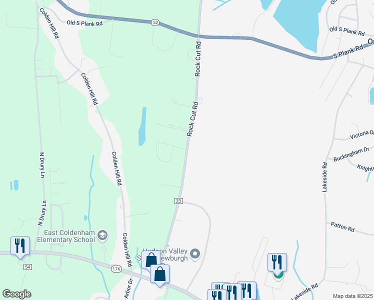 map of restaurants, bars, coffee shops, grocery stores, and more near 98 Rock Cut Road in Newburgh