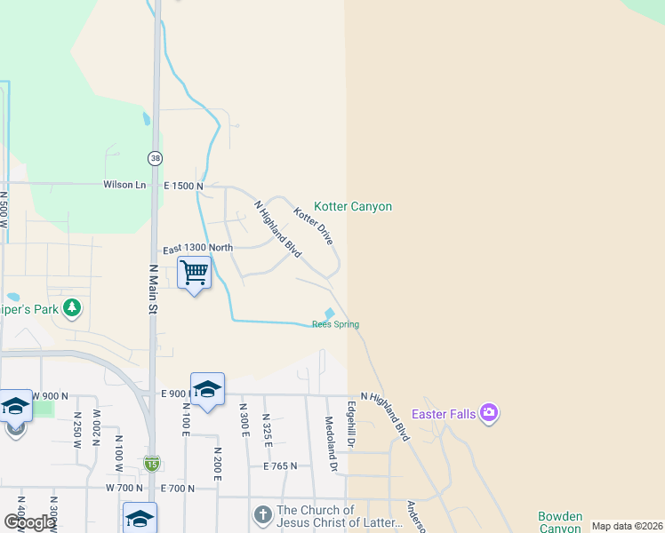map of restaurants, bars, coffee shops, grocery stores, and more near 1243 Kotter Drive in Brigham City