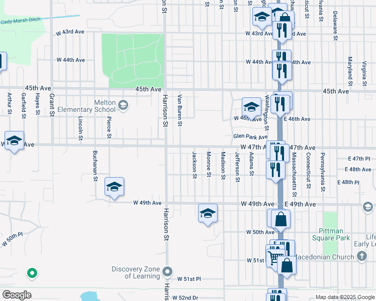map of restaurants, bars, coffee shops, grocery stores, and more near 600 West 47th Avenue in Gary