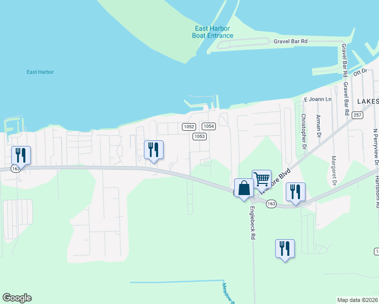 map of restaurants, bars, coffee shops, grocery stores, and more near 373 Channel Grove Road in Lakeside Marblehead