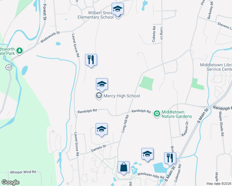 map of restaurants, bars, coffee shops, grocery stores, and more near 88 Gleeson Road in Middletown