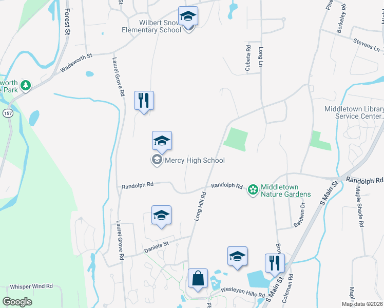 map of restaurants, bars, coffee shops, grocery stores, and more near 88 Gleeson Road in Middletown