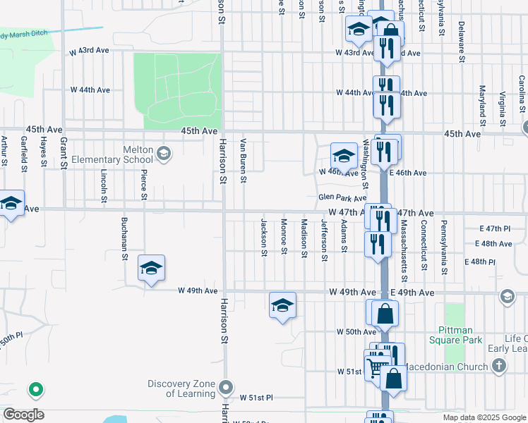 map of restaurants, bars, coffee shops, grocery stores, and more near 600 West 47th Avenue in Gary
