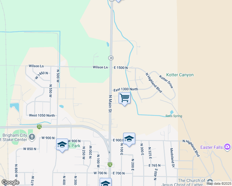 map of restaurants, bars, coffee shops, grocery stores, and more near 44 East 1300 North in Brigham City