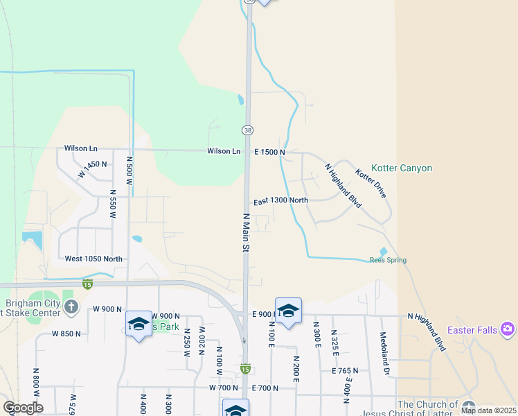 map of restaurants, bars, coffee shops, grocery stores, and more near 44 East 1300 North in Brigham City