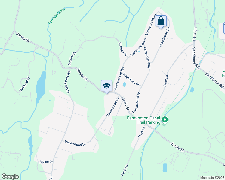 map of restaurants, bars, coffee shops, grocery stores, and more near 15 Guinevere Ridge in Cheshire