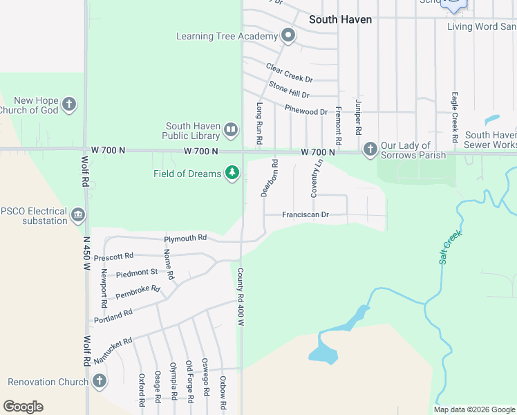 map of restaurants, bars, coffee shops, grocery stores, and more near 684 Dearborn Road in Valparaiso