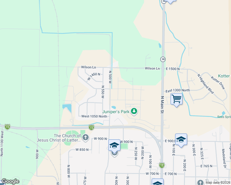 map of restaurants, bars, coffee shops, grocery stores, and more near 1307 North 450 West in Perry