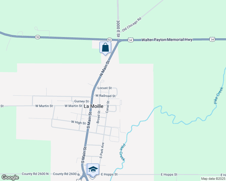 map of restaurants, bars, coffee shops, grocery stores, and more near 303 Locust Street in La Moille