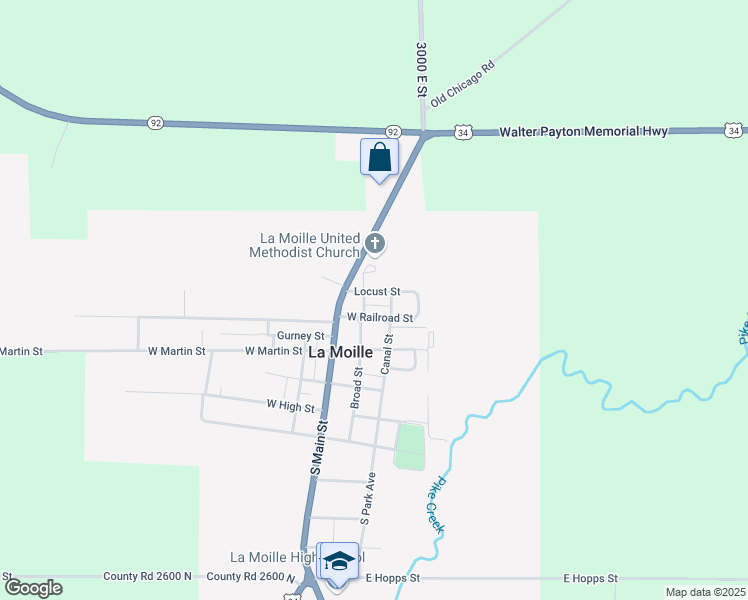map of restaurants, bars, coffee shops, grocery stores, and more near 201 North 1st Street in La Moille