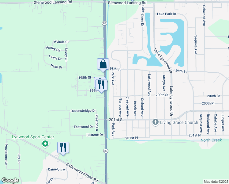 map of restaurants, bars, coffee shops, grocery stores, and more near 19921 Park Avenue in Lynwood