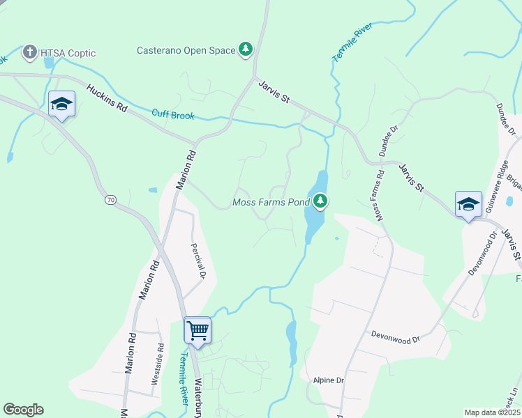 map of restaurants, bars, coffee shops, grocery stores, and more near 45 Currier Way in Cheshire