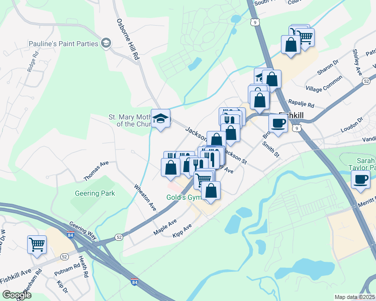 map of restaurants, bars, coffee shops, grocery stores, and more near 19 Weston Ave in Fishkill