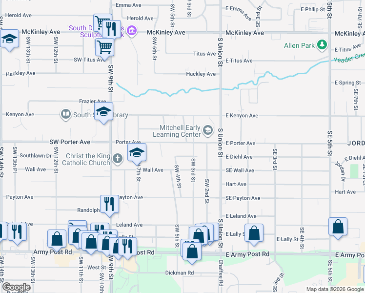 map of restaurants, bars, coffee shops, grocery stores, and more near 312 Porter Avenue in Des Moines