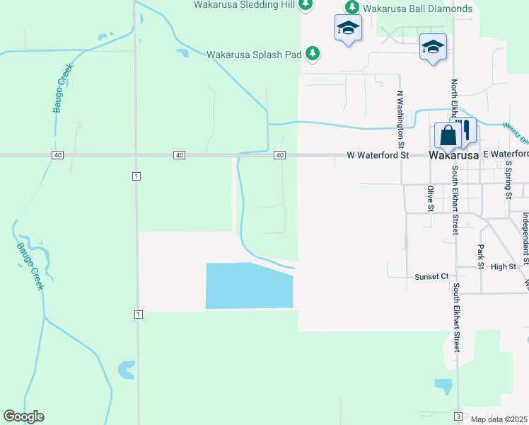 map of restaurants, bars, coffee shops, grocery stores, and more near 114 Parkfield Court in Wakarusa