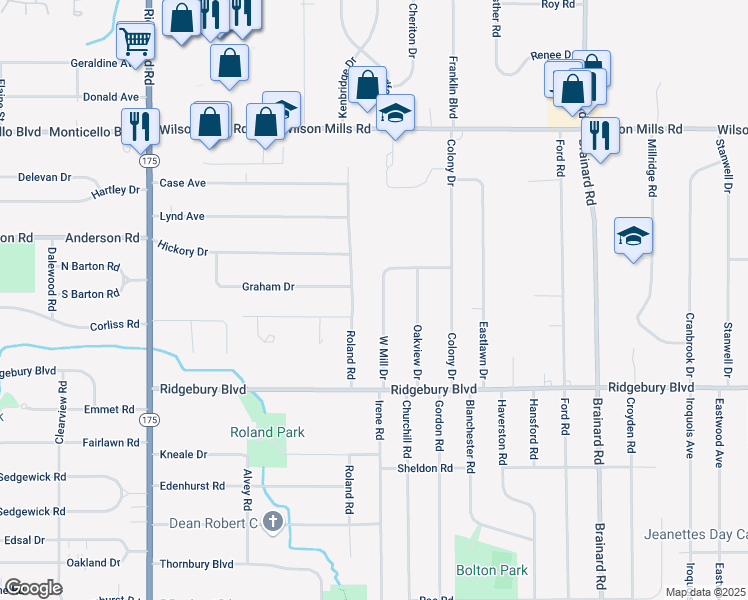 map of restaurants, bars, coffee shops, grocery stores, and more near 978 West Mill Drive in Highland Heights