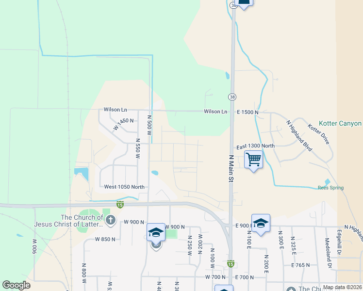 map of restaurants, bars, coffee shops, grocery stores, and more near 273 West 1325 North in Brigham City