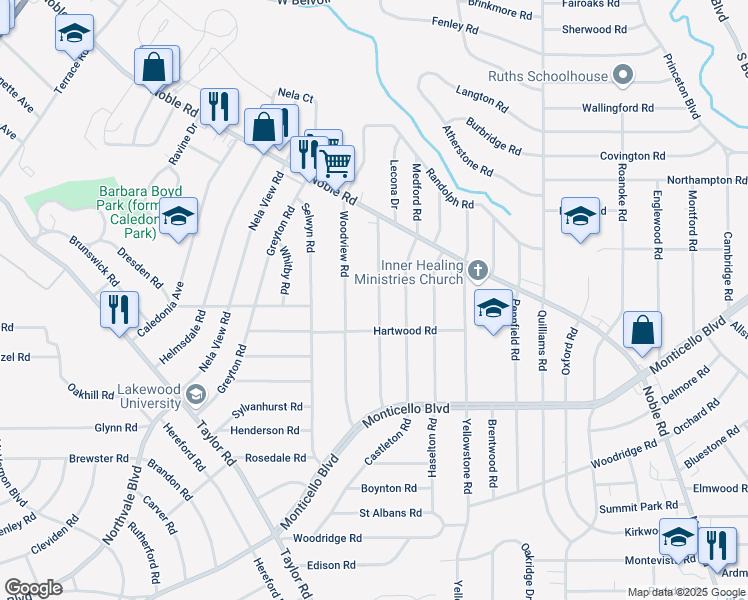 map of restaurants, bars, coffee shops, grocery stores, and more near 974 Elbon Road in Cleveland Heights