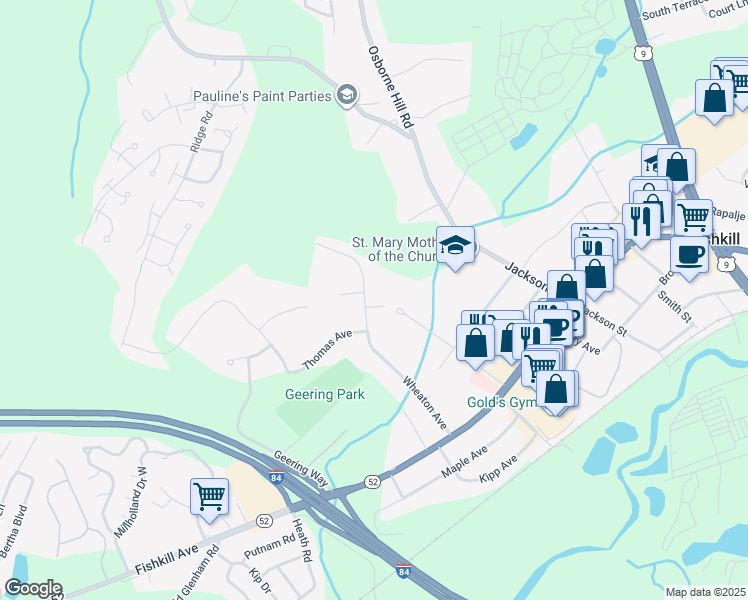 map of restaurants, bars, coffee shops, grocery stores, and more near 45 Wellesley Place West in Fishkill