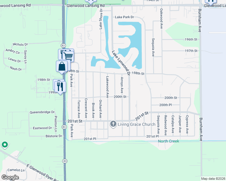 map of restaurants, bars, coffee shops, grocery stores, and more near 19912 Monterey Avenue in Lynwood