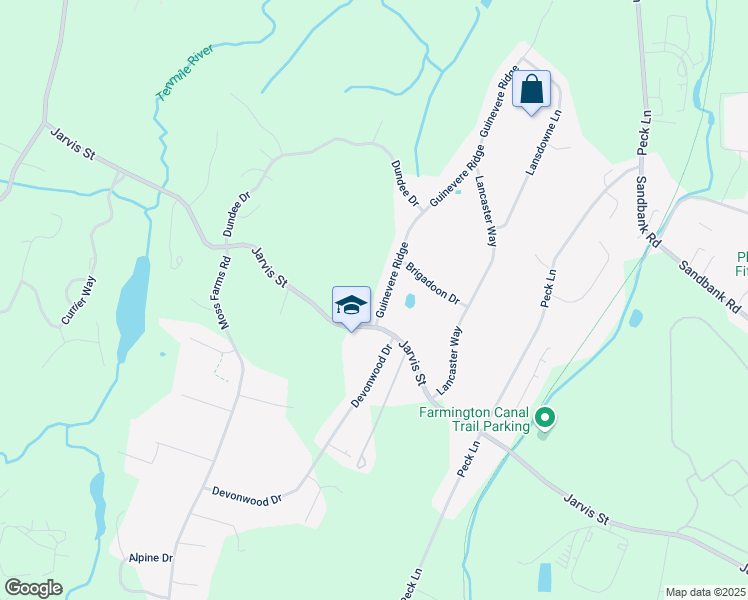 map of restaurants, bars, coffee shops, grocery stores, and more near 15 Guinevere Ridge in Cheshire