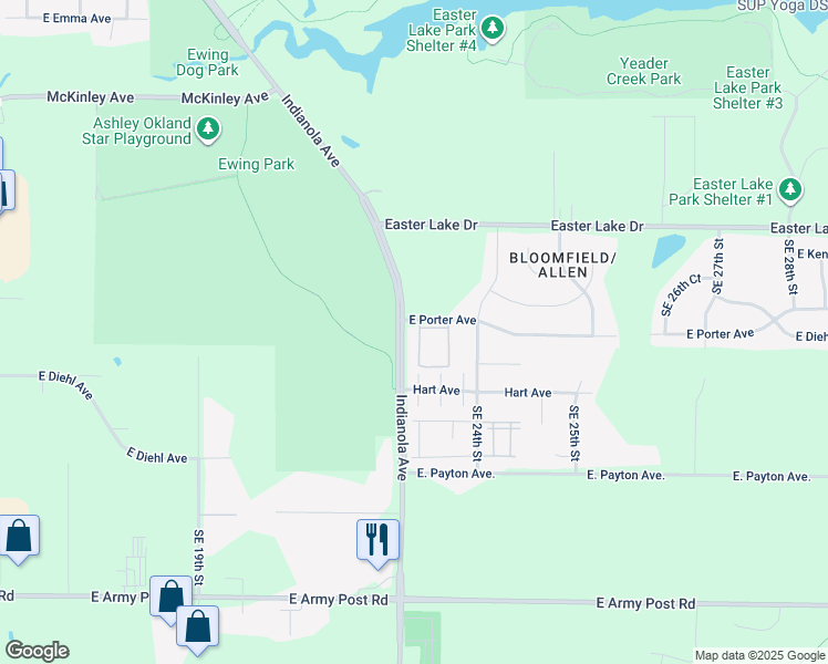 map of restaurants, bars, coffee shops, grocery stores, and more near 2323 East Porter Avenue in Des Moines