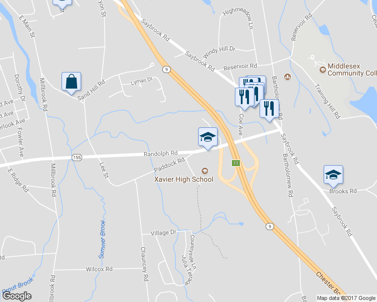 map of restaurants, bars, coffee shops, grocery stores, and more near 224 Randolph Road in Middletown