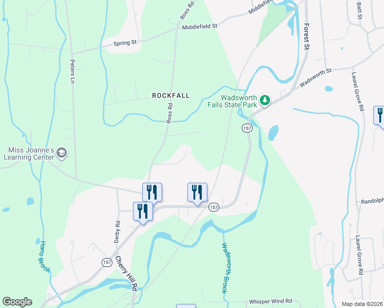 map of restaurants, bars, coffee shops, grocery stores, and more near 99 Sunset Drive in Middlefield