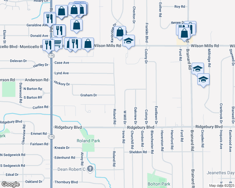 map of restaurants, bars, coffee shops, grocery stores, and more near 978 West Mill Drive in Highland Heights