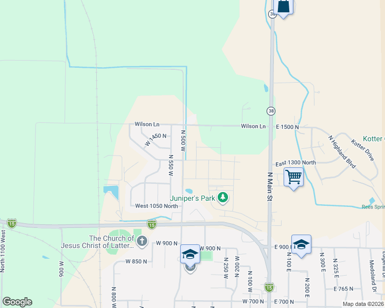 map of restaurants, bars, coffee shops, grocery stores, and more near 1357 North 450 West in Perry