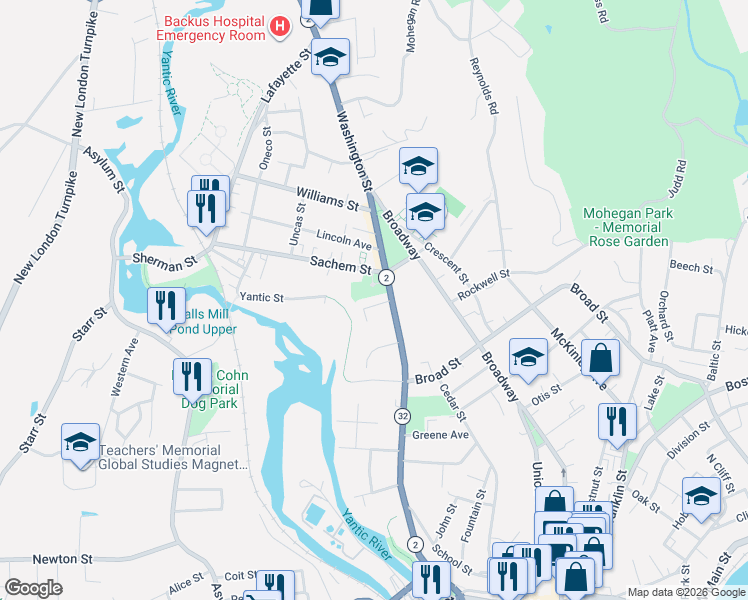 map of restaurants, bars, coffee shops, grocery stores, and more near 16 Norton Court in Norwich