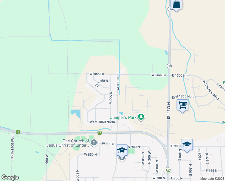 map of restaurants, bars, coffee shops, grocery stores, and more near 1364 North 550 West in Brigham City