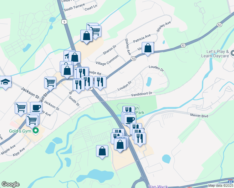 map of restaurants, bars, coffee shops, grocery stores, and more near 6 Mews Court in Fishkill