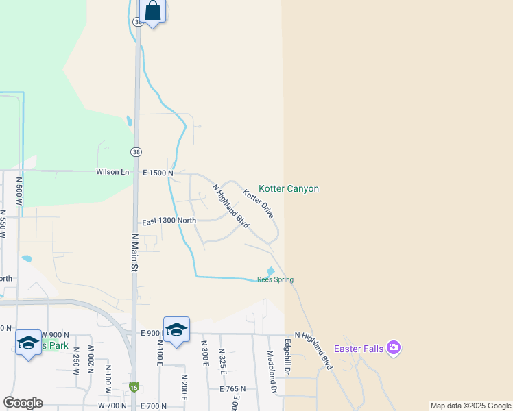 map of restaurants, bars, coffee shops, grocery stores, and more near 1389 Kotter Drive in Brigham City