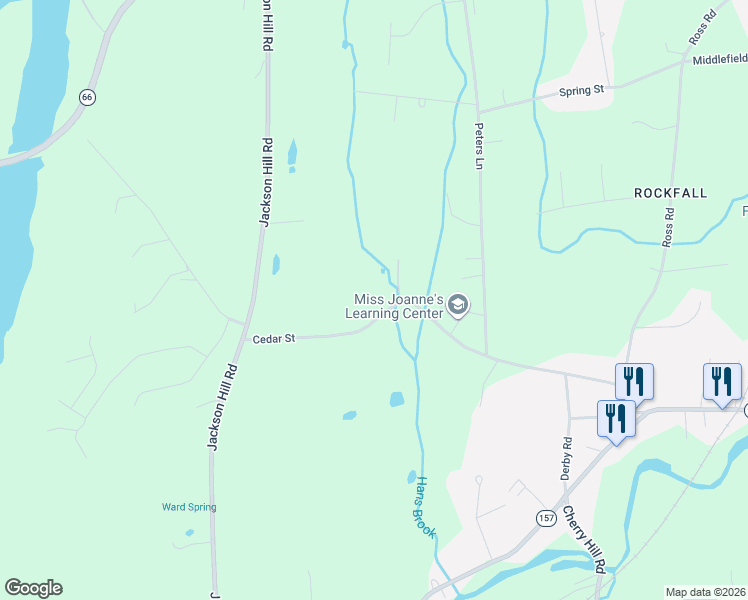 map of restaurants, bars, coffee shops, grocery stores, and more near 110 Cedar Street in Middlefield