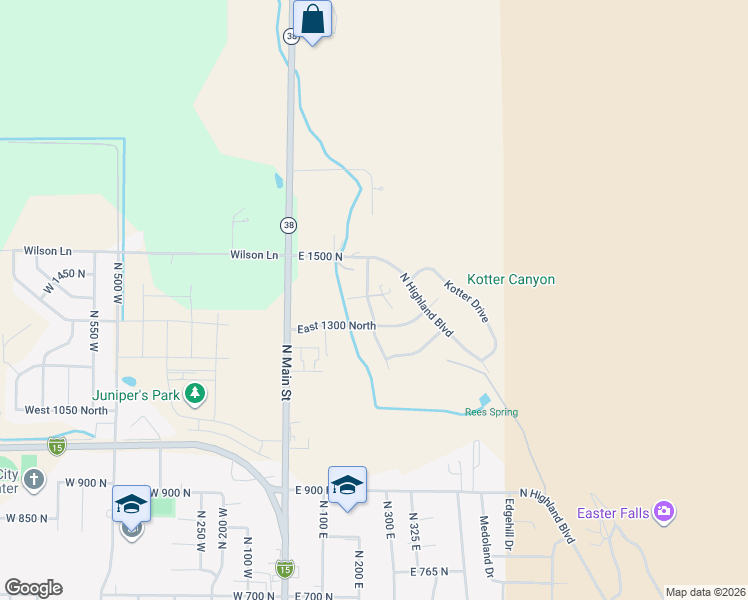 map of restaurants, bars, coffee shops, grocery stores, and more near 1358 North 250 East in Brigham City