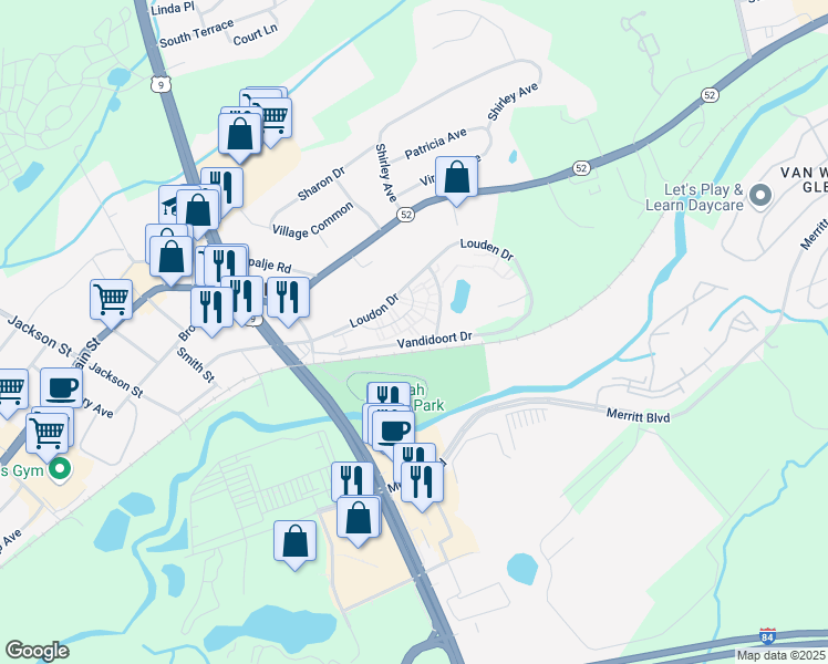 map of restaurants, bars, coffee shops, grocery stores, and more near 22(3A) Village Park Drive in Fishkill