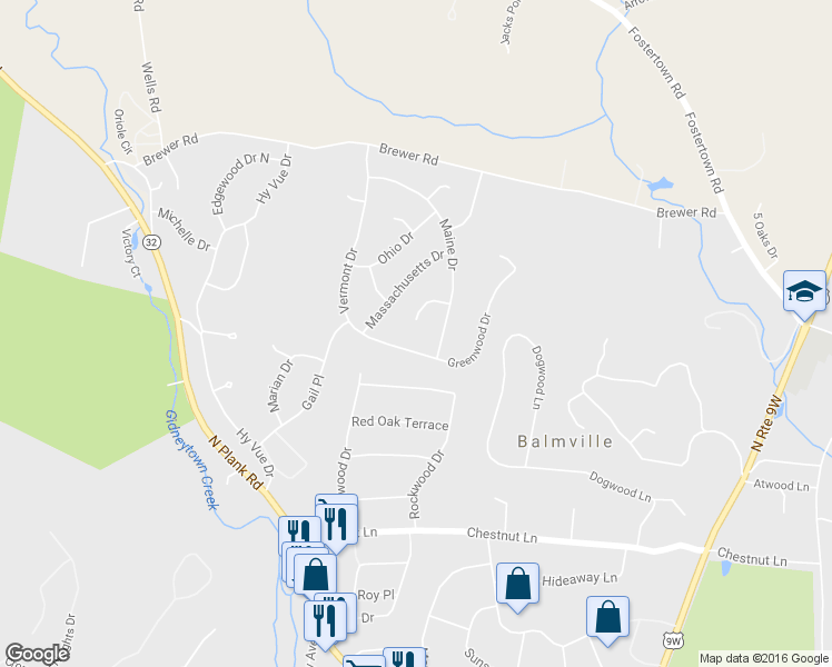 map of restaurants, bars, coffee shops, grocery stores, and more near 7 Virginia Circle in Newburgh