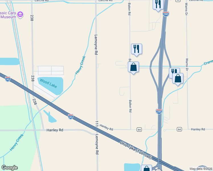 map of restaurants, bars, coffee shops, grocery stores, and more near 26368 Lemoyne Road in Perrysburg